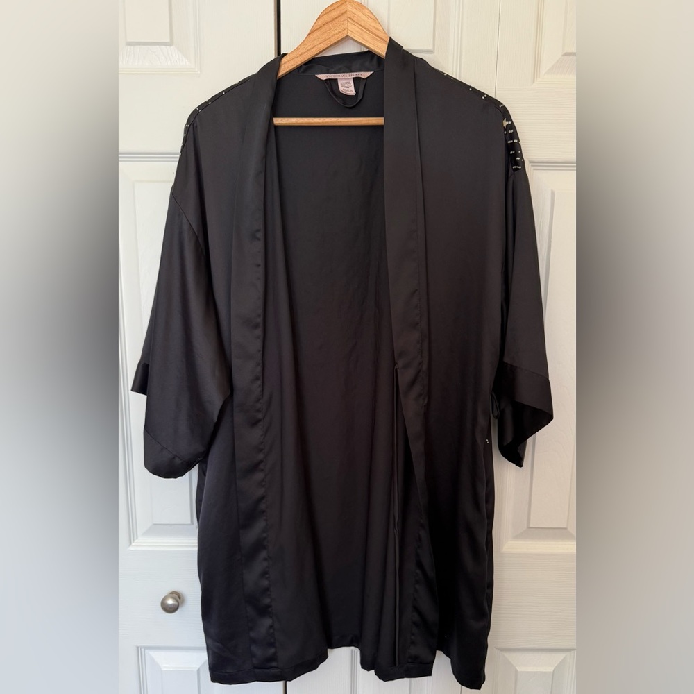 Victoria's Secret Black Satin Robe